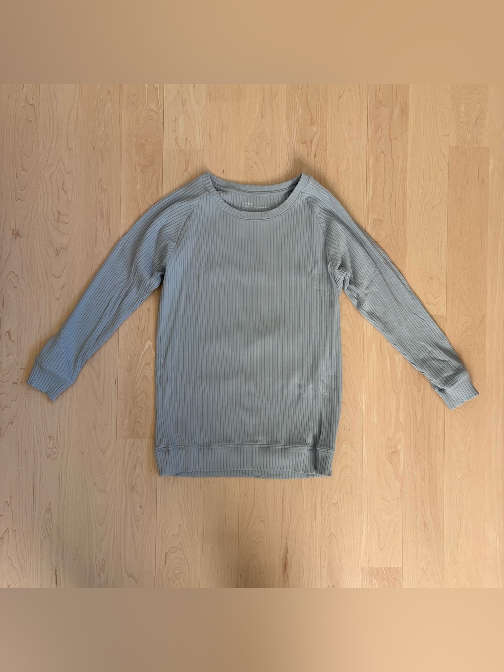 Storq Maternity Ribbed Long Sleeve Pullover - Light Blue